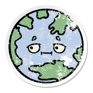 sevimli çizgi planet Earth sıkıntılı etiket