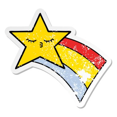 Gökkuşağı yıldız çekim bir sevimli çizgi sıkıntılı etiket