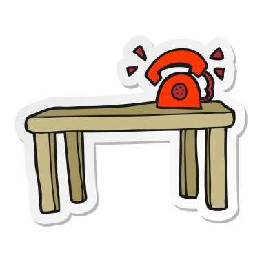 Masanın üzerinde zil bir karikatür telefonun etiket