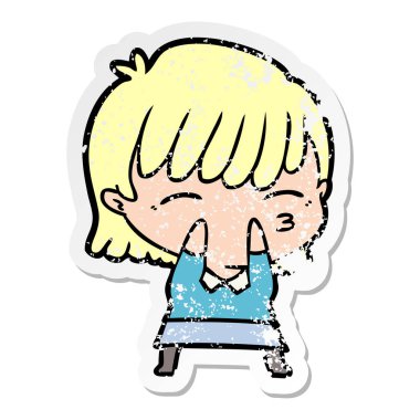 bir çizgi film kadının sıkıntılı etiket