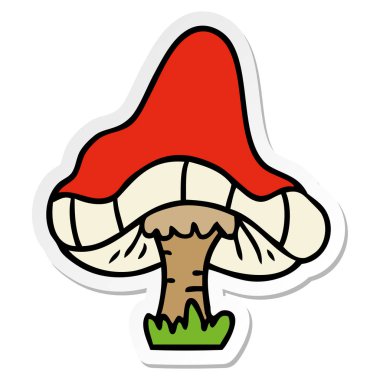 etiket karikatür doodle tek bir mantar