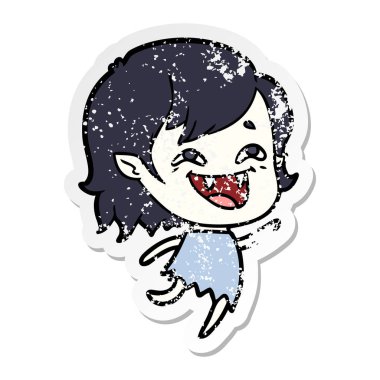 bir çizgi film gülen vampir kızın sıkıntılı etiket