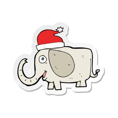 etiket Noel şapkalı bir çizgi fil