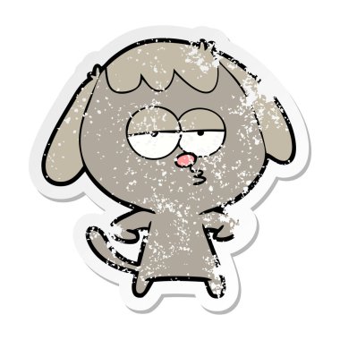 köpek sıkıntılı etiket bir karikatür sıkılmış