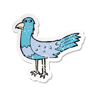 bir karikatür kuş Retro sıkıntılı etiket