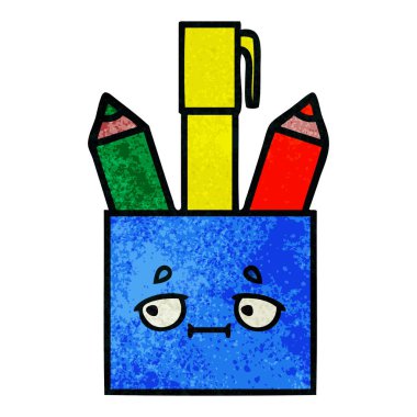 Retro grunge doku karikatür kalem pot