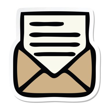 sevimli çizgi mektup ve zarf etiket