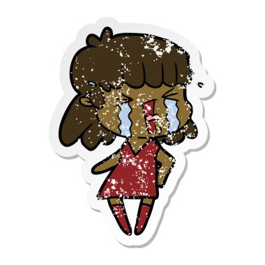 bir çizgi film kadının sıkıntılı etiket