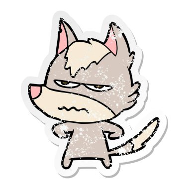 bir karikatür rahatsız kurt sıkıntılı etiket