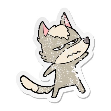 bir karikatür rahatsız kurt sıkıntılı etiket