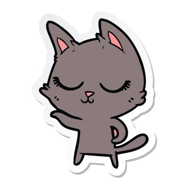 etiket bir sakin karikatür kedi