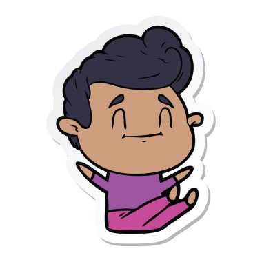 bir mutlu çizgi film adamın etiket