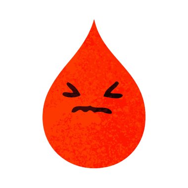 ilginç retro illüstrasyon tarzı çizgi film duygusal kan damlası