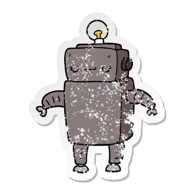 bir çizgi film robot sıkıntılı etiket