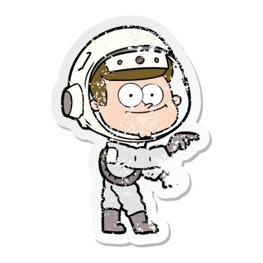 mutlu astronot karikatür sıkıntılı etiket