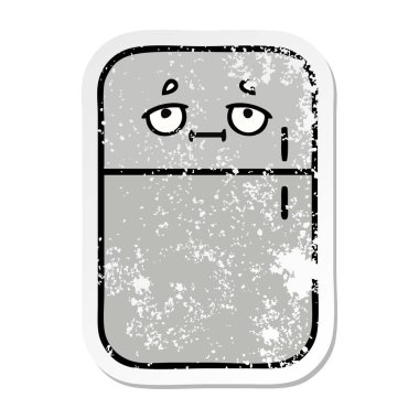 sevimli çizgi buzdolabı dondurucu sıkıntılı etiket