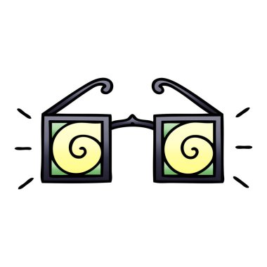 Degrade gölgeli karikatür hypno gözlük