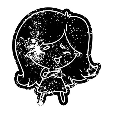 Grunge simgesi bir şirin kawaii kızın sıkıntılı