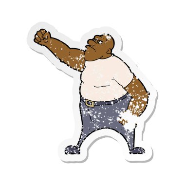 bir çizgi film kızgın adam Retro sıkıntılı etiket