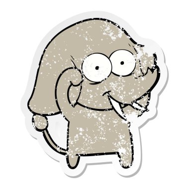 mutlu çizgi film fil sıkıntılı etiket