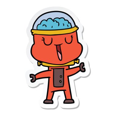 mutlu karikatür sallayarak robot sticker