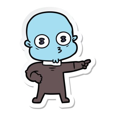 bir çizgi film garip kel spaceman etiket