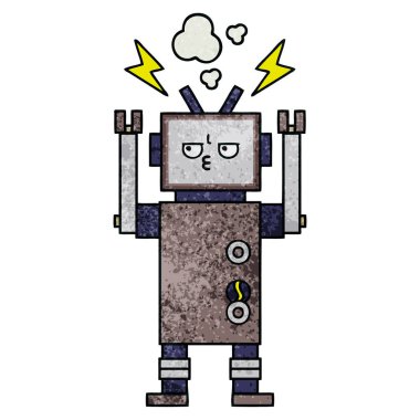 Retro grunge doku çizgi film robot