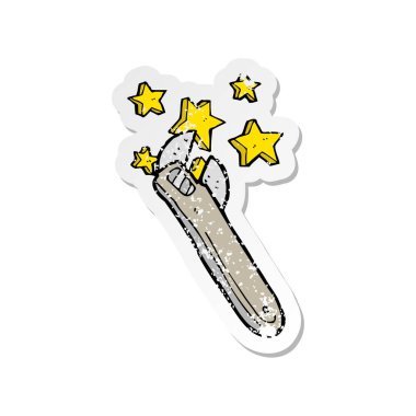 bir çizgi film ayarlanabilir anahtar Retro sıkıntılı etiket