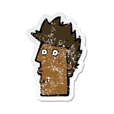 bir karikatür Retro sıkıntılı etiket yüz şaşırttı