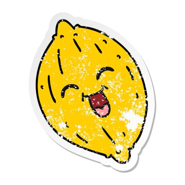 serbest el çekilmiş sıkıntılı etiket karikatür mutlu limon