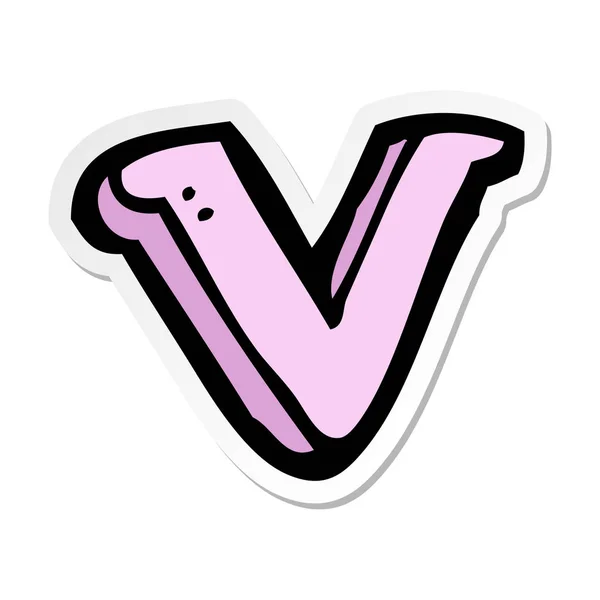 Sticker van een cartoon letter V — Stockvector
