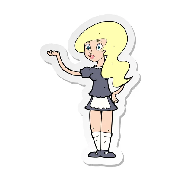 Sticker of a cartoon waitress — Stock Vector