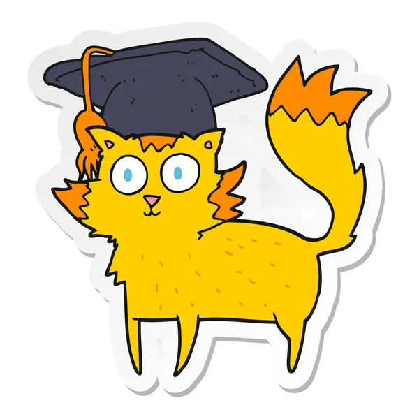 Sticker of a cartoon cat graduate — Stock Vector