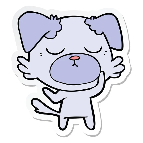 Sticker of a cute cartoon dog — Stock Vector