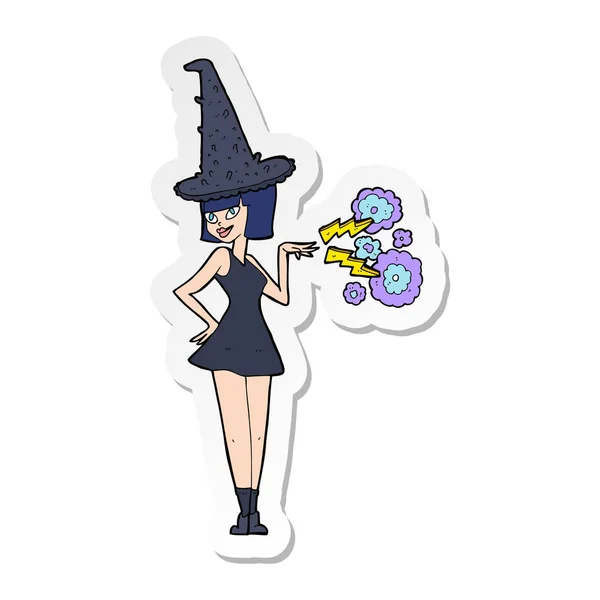 Autocollant d'une sorcière d'Halloween dessin animé — Image vectorielle