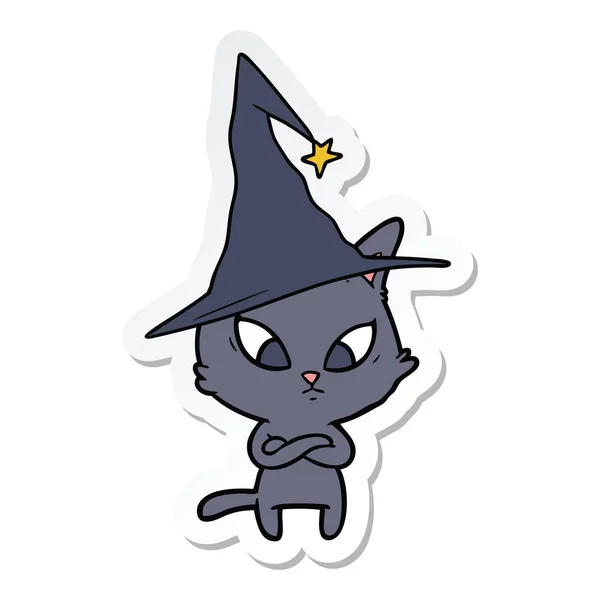 Sticker of a halloween cartoon cat — Stock Vector