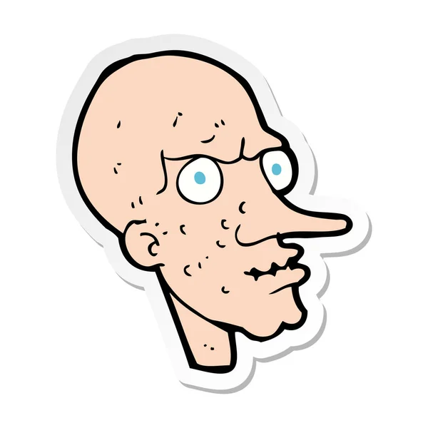 Sticker Van Een Cartoon Boze Oude Man — Stockvector