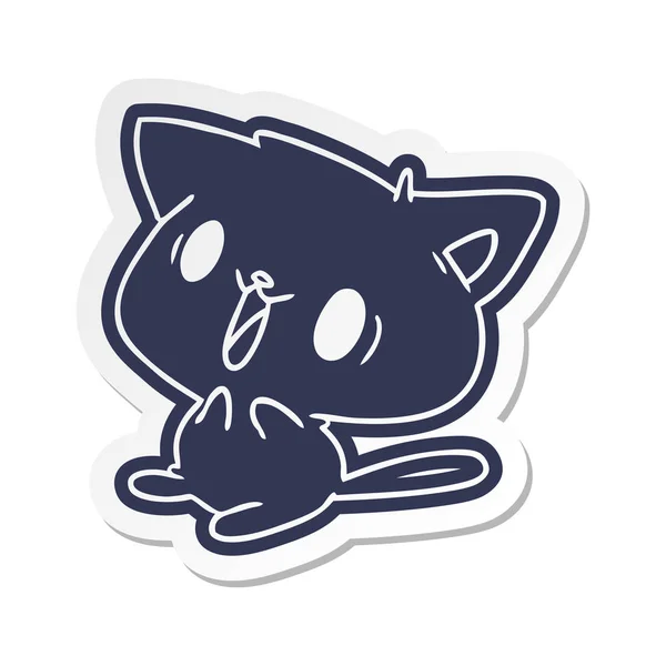 Cartoon sticker van schattige kawaii kat — Stockvector