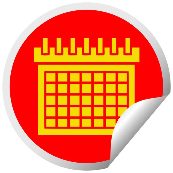 Cirkulär peeling klistermärke cartoon kalender — Stock vektor