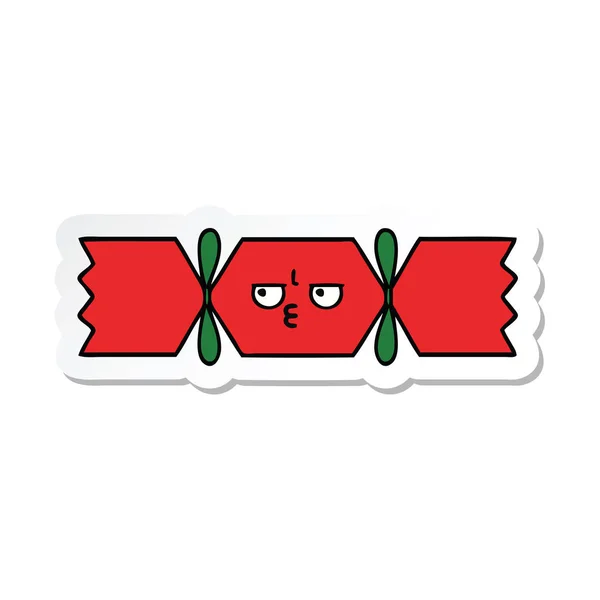 Adesivo di un simpatico cartone animato Natale cracker — Vettoriale Stock