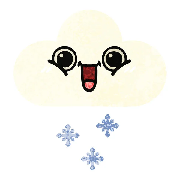 Retro afbeelding stijl cartoon sneeuw wolk — Stockvector