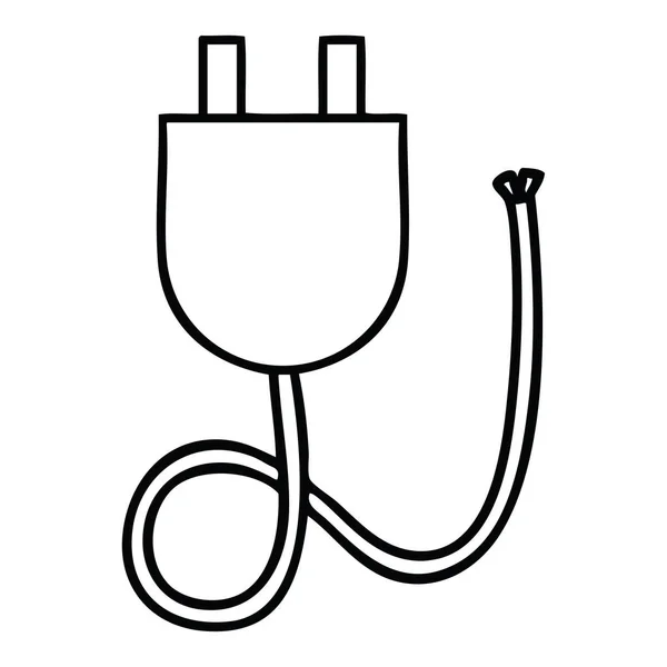 Line drawing cartoon electrical plug — Stock Vector