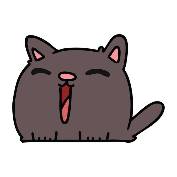 Freihändig Gezeichnete Karikatur Der Niedlichen Kawaii Katze — Stockvektor