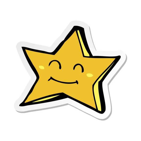 Sticker van een gelukkige sterren stripfiguur — Stockvector