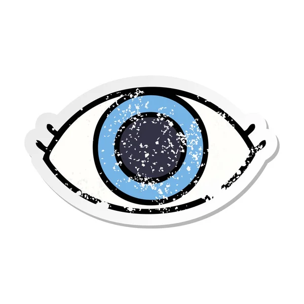 Distressed sticker of a cute cartoon eye — Stock Vector