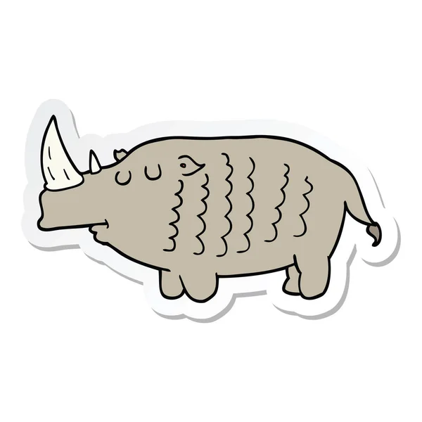 Klistermärke av en tecknad noshörning — Stock vektor