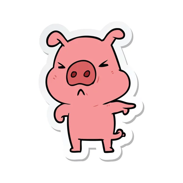 Stiker Dari Kartun Marah Babi - Stok Vektor