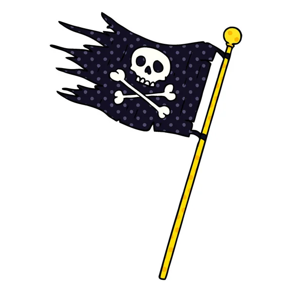 Dessin animé gribouille d'un drapeau de pirates — Image vectorielle