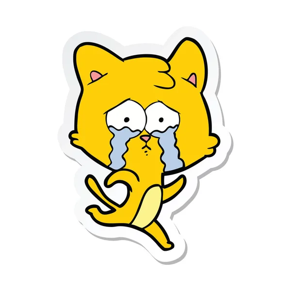卡通哭猫的贴纸 — 图库矢量图片