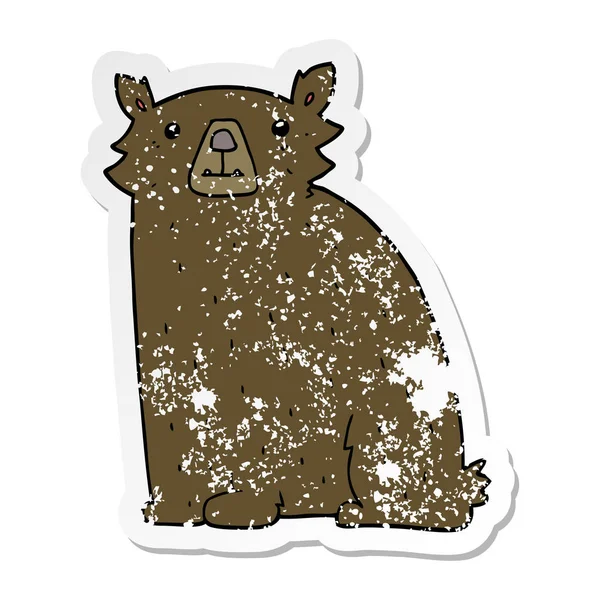 Etiqueta angustiada de um urso de desenho animado — Vetor de Stock
